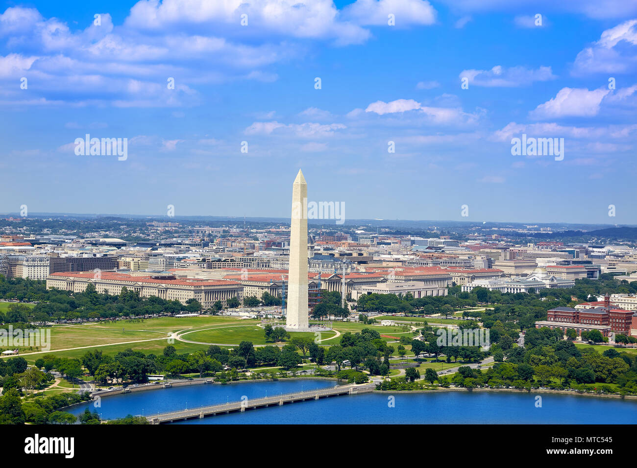 Washington DC aerial view with National Mall and Monument Stock Photo