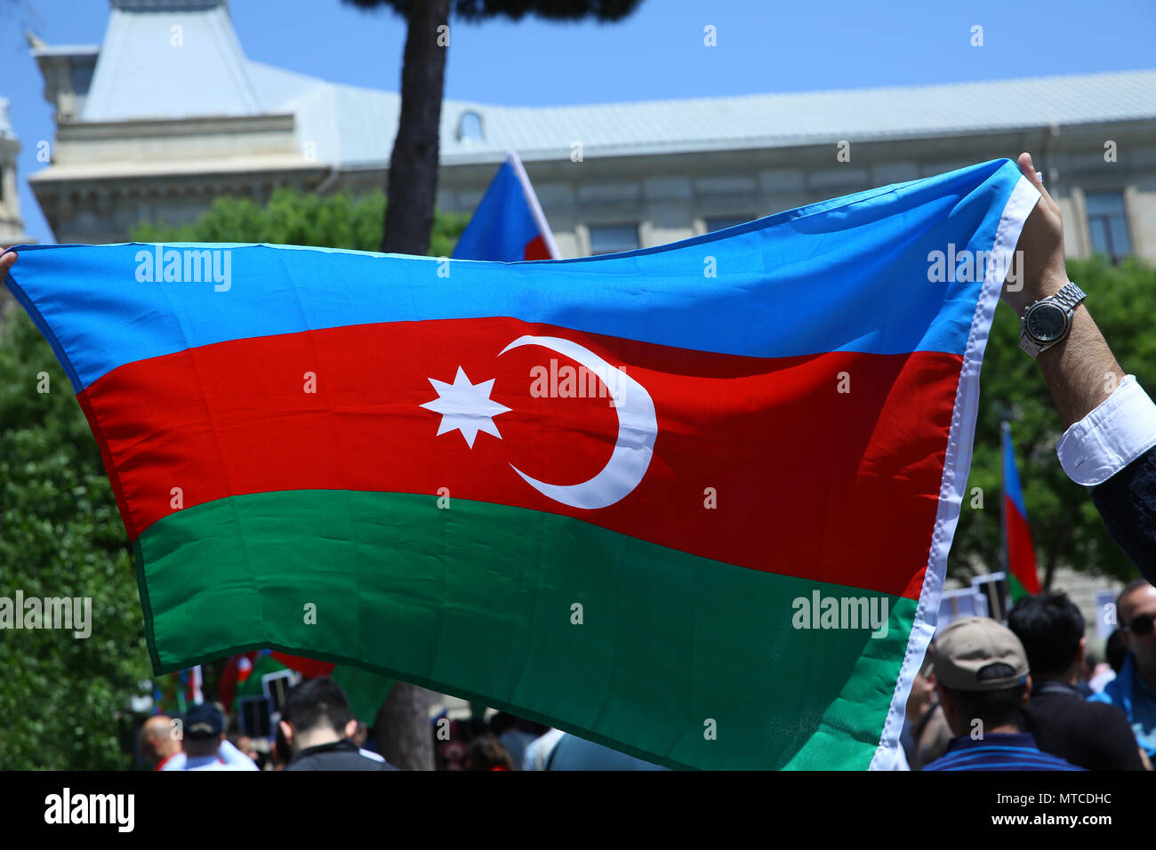 Azerbaijan Flag In Baku Azerbaijan National Sign Background Red azerbaijan-flag-in-baku-azerbaijan-national-sign-background-red