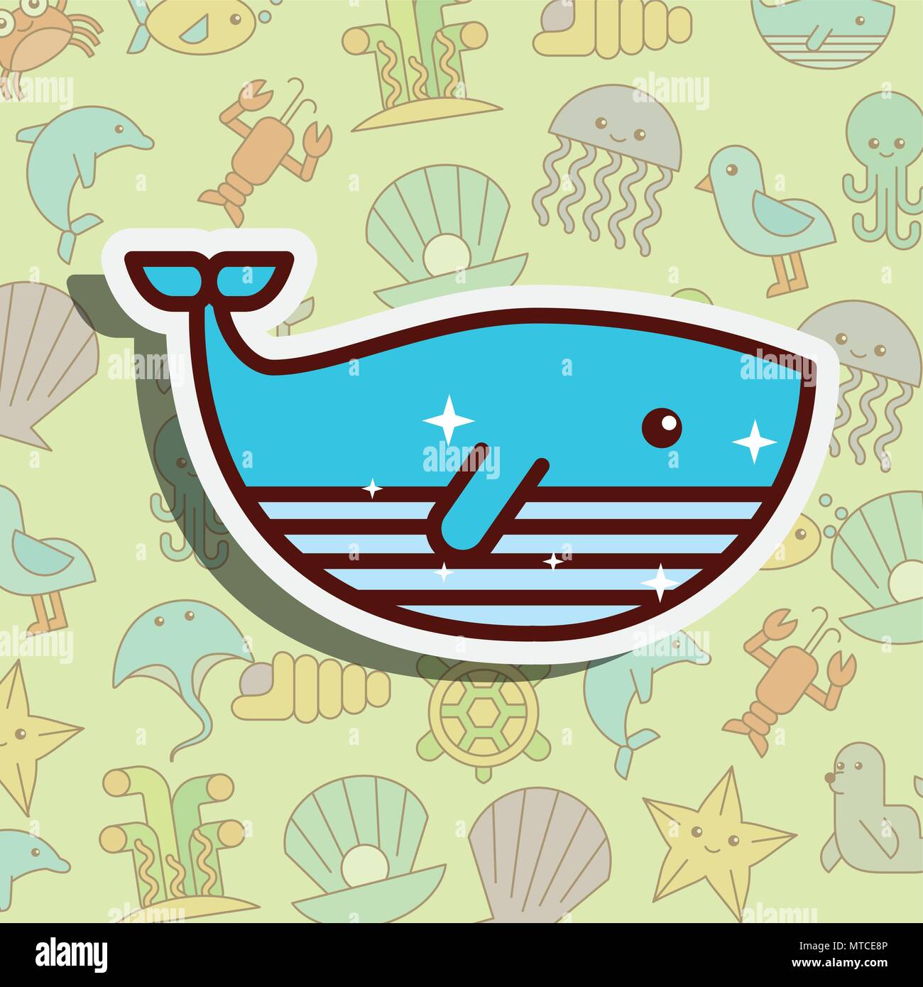 whale sea life cartoon Stock Vector Image & Art - Alamy