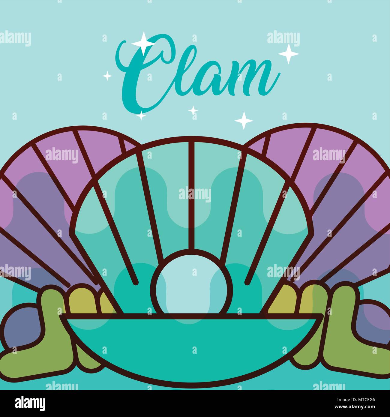 clam sea life cartoon Stock Vector