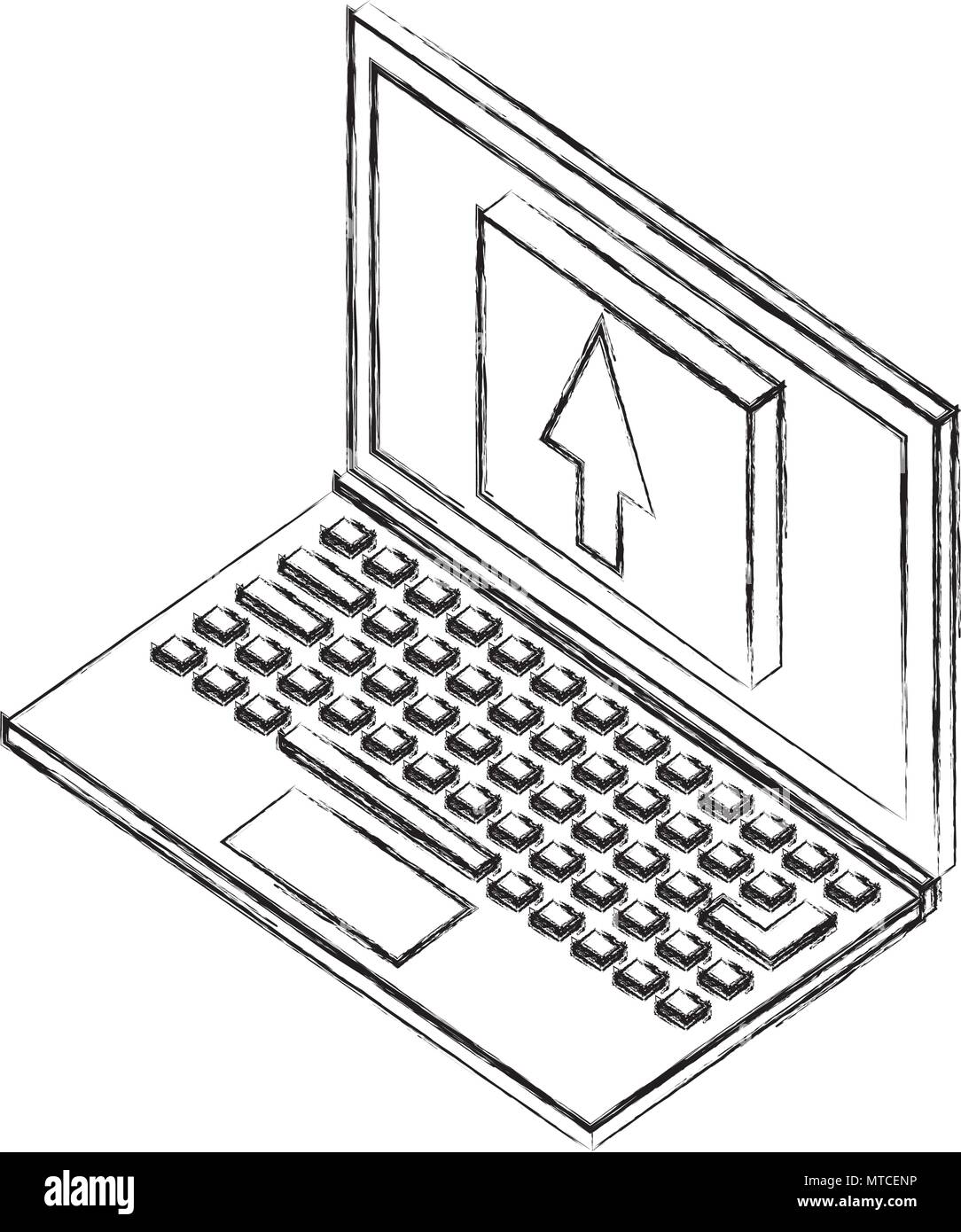 laptop computer with button arrow up isometric icon Stock Vector Image ...