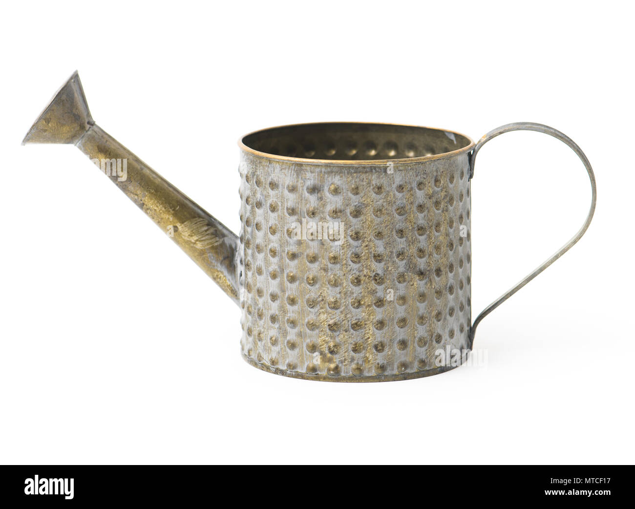 Old vintage metal watering can isolated on white background Stock Photo Alamy
