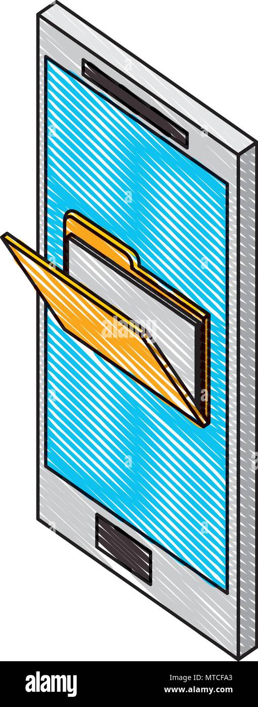 smartphone device with folder isometric icon Stock Vector Image & Art ...