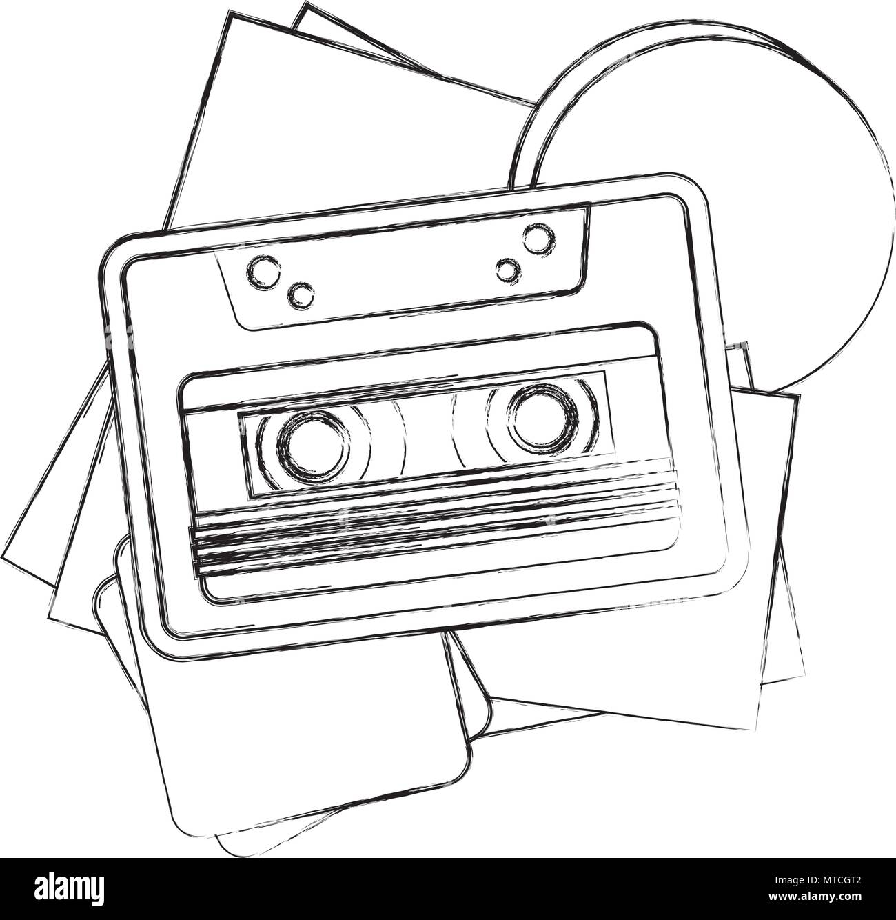 retro cassette recorder tape music vintage classic Stock Vector Image ...