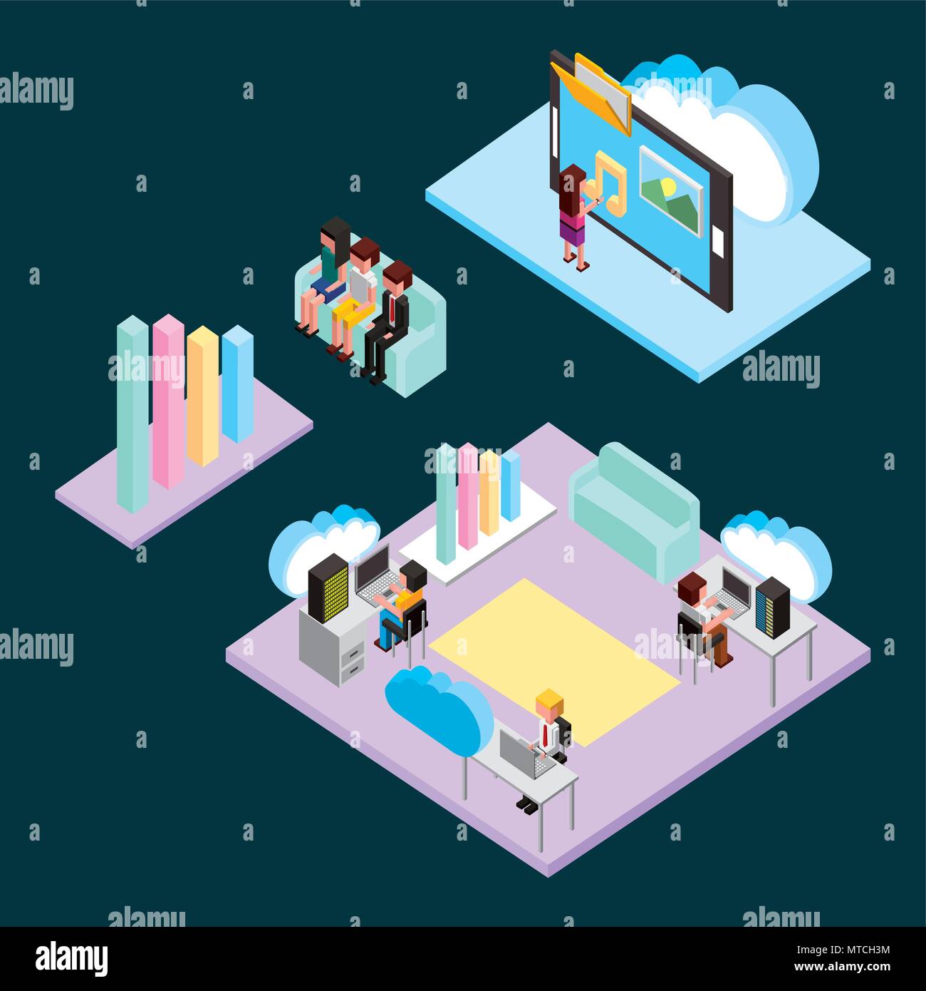 people cloud computing storage Stock Vector