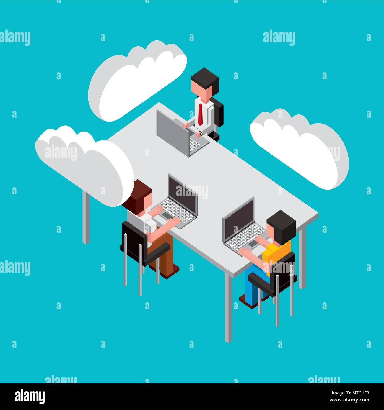 people cloud computing storage Stock Vector