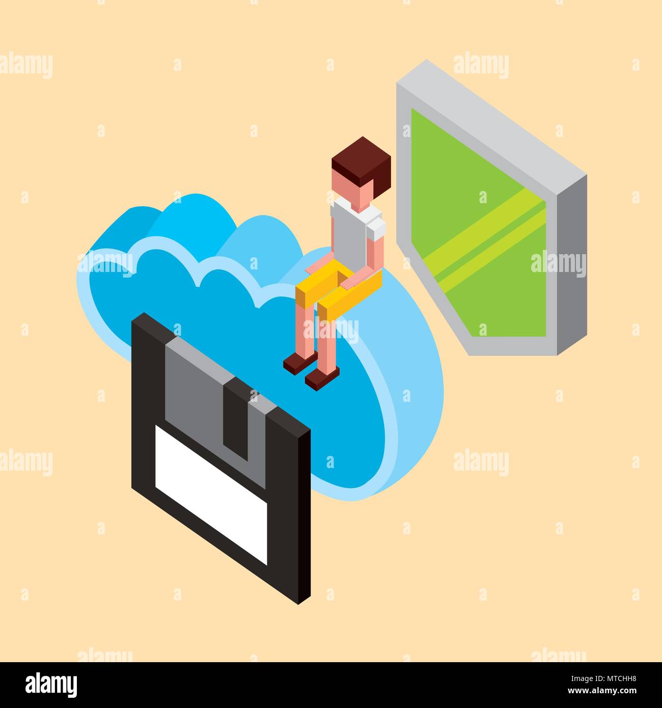 people cloud computing storage Stock Vector