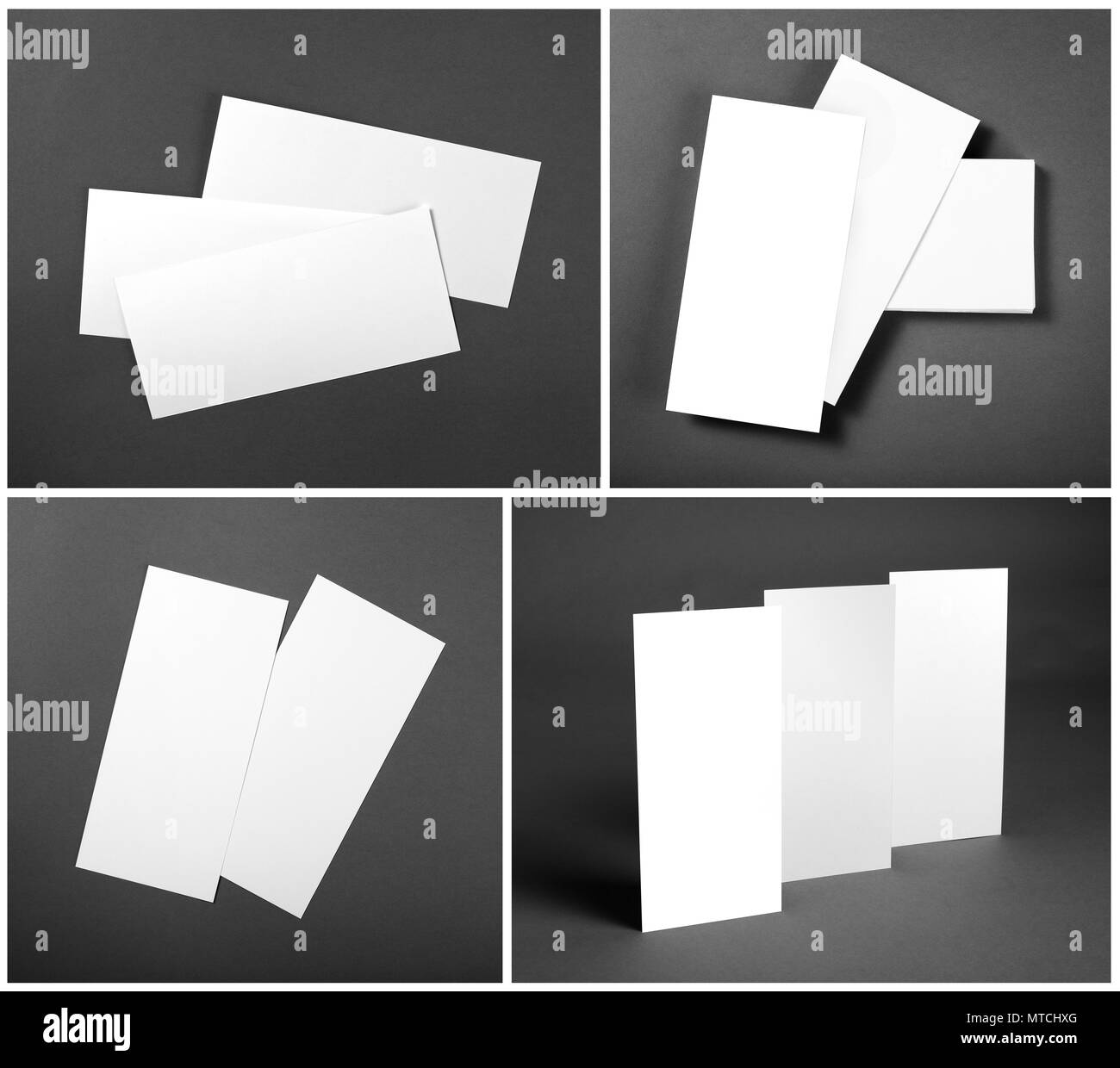 Set of Blank white flyers over gray background. Identity design