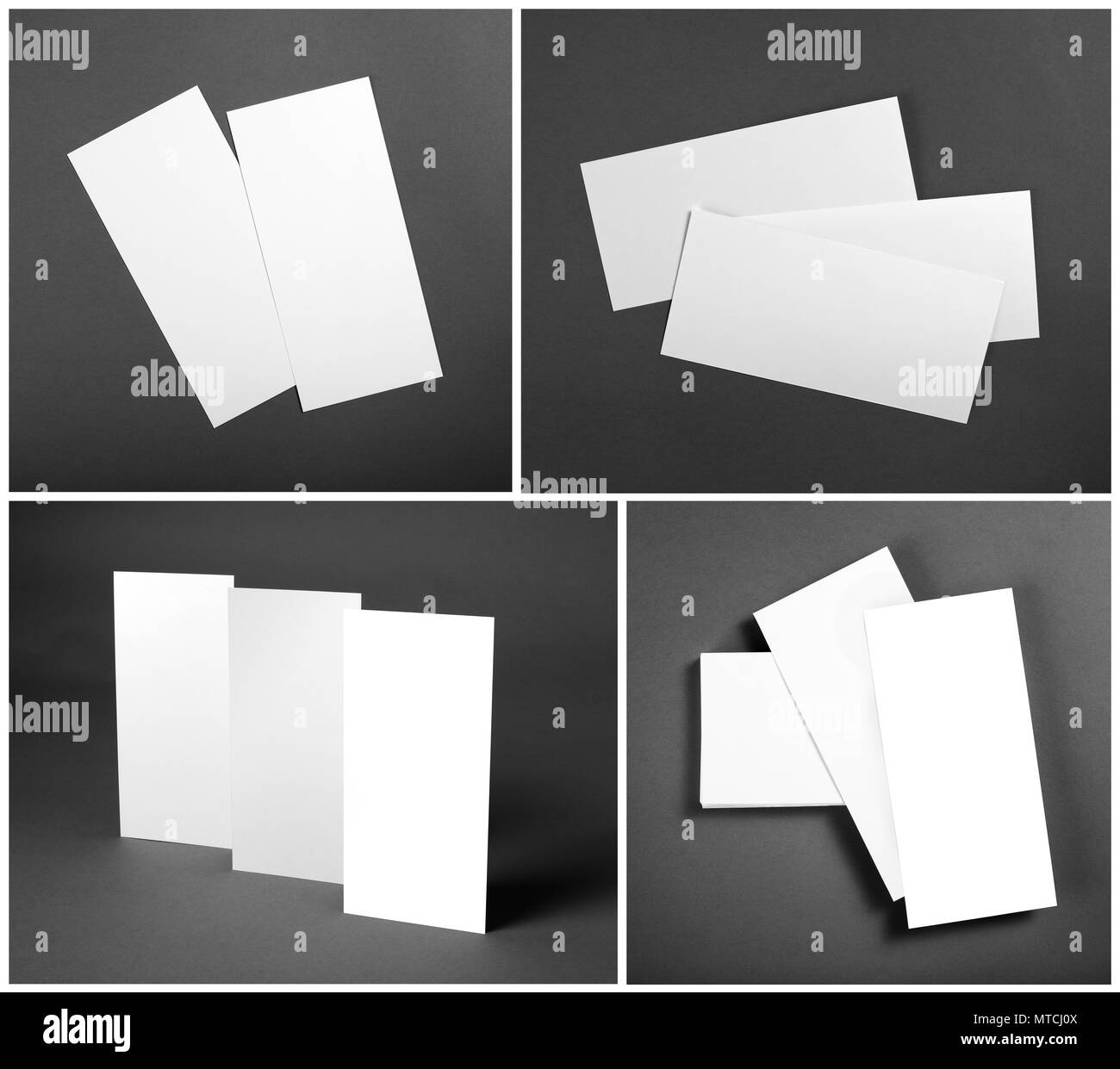 Set of Blank white flyers over gray background. Identity design. Flyer