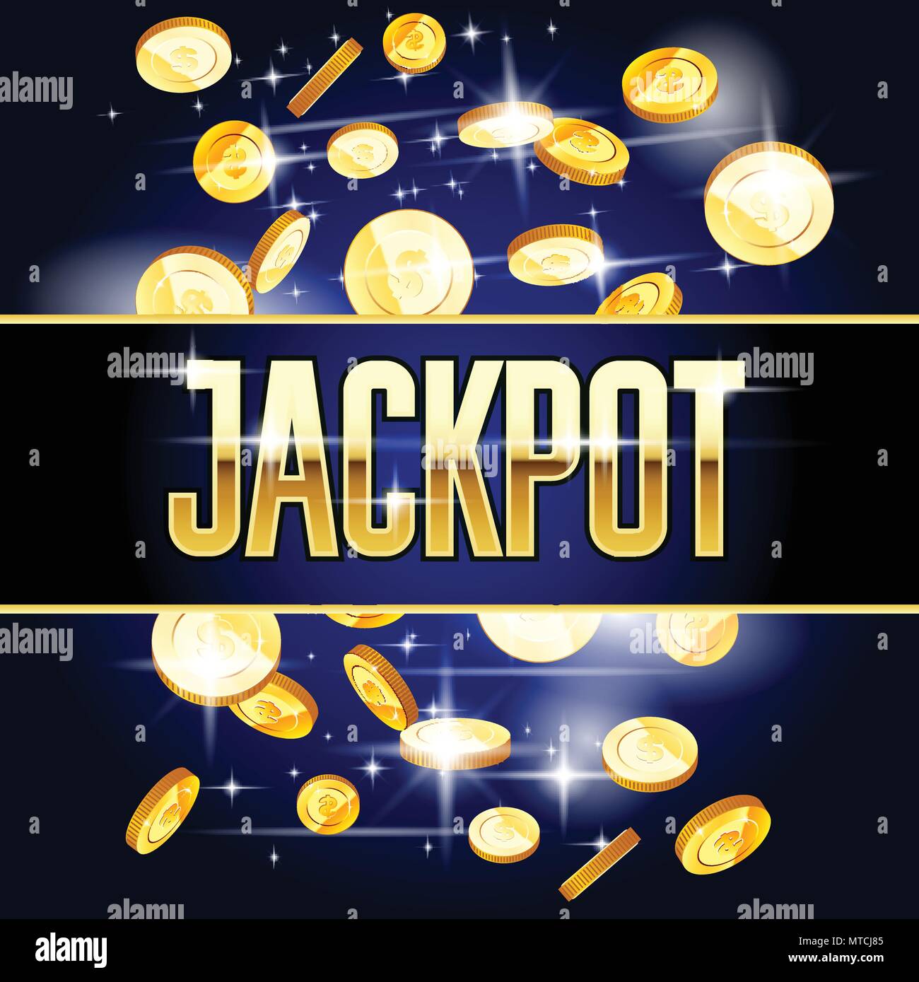 Jackpot header and coins - casino and win background Stock Vector