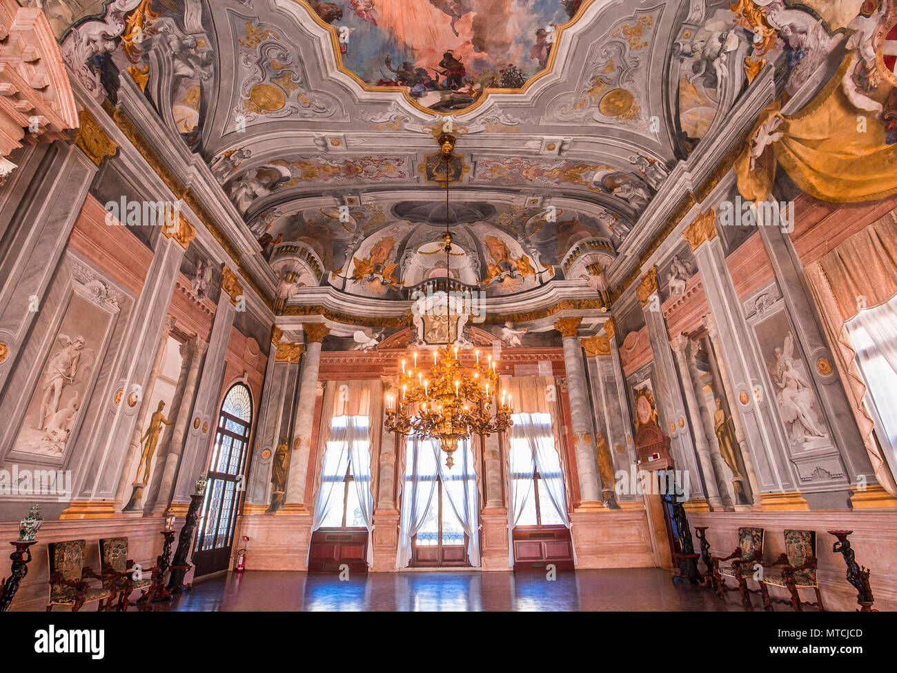 VENICE, ITALY, APRIL 22, 2018 : interiors decor, ceilings and frescoes ...