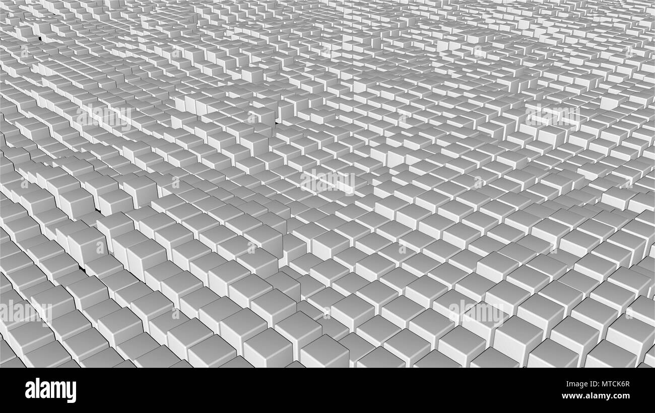 Many abstract cubes, optical Illusion as sea waves, modern computer ...