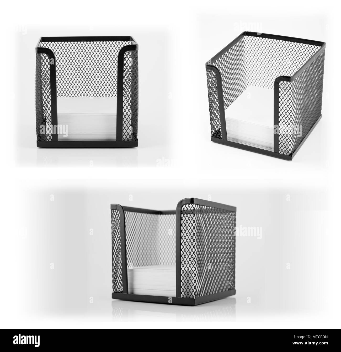 Black metal memo pad holder with blank white memo paper Stock Photo Alamy