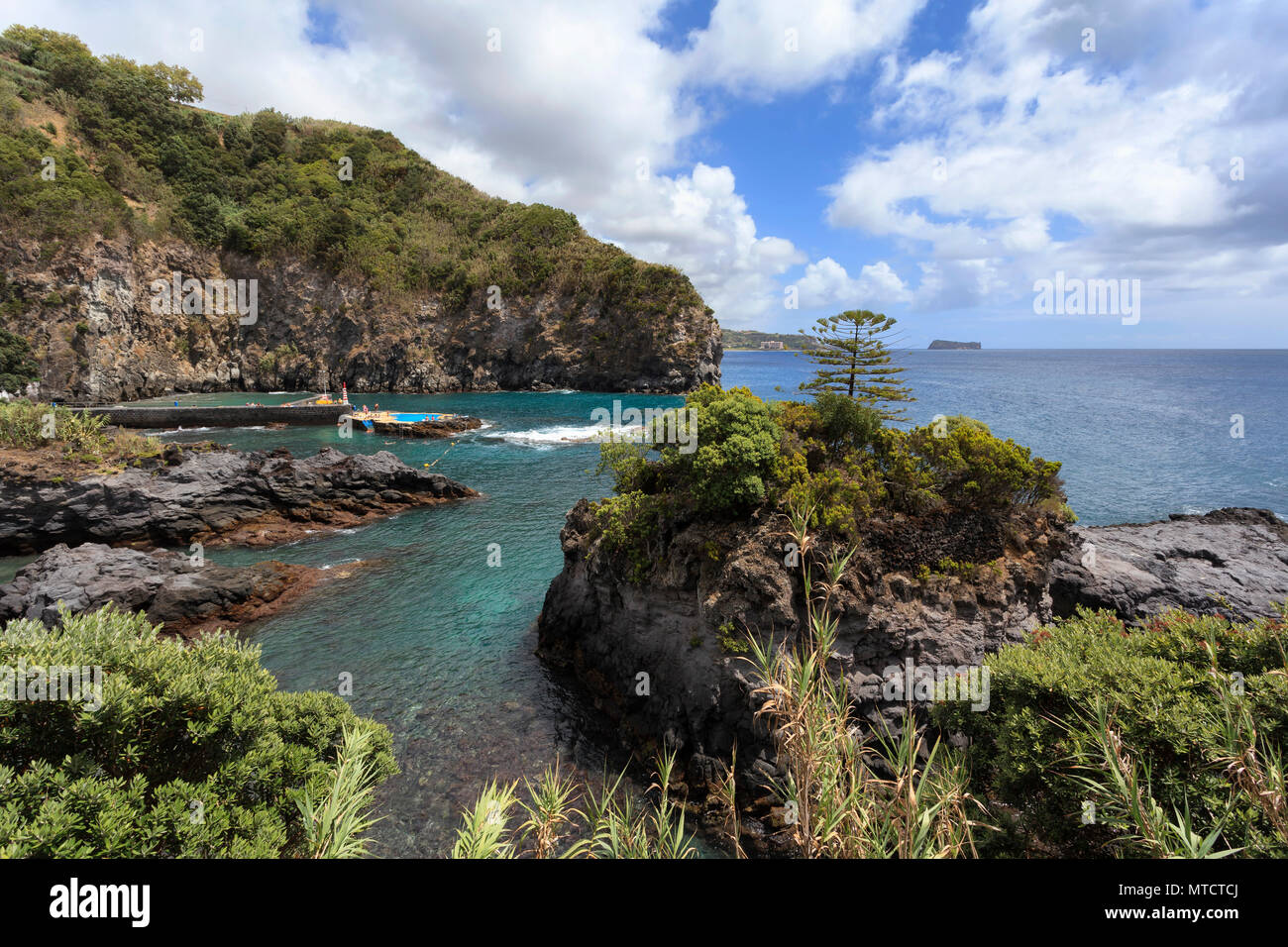 Panoramic landscape from Azores lagoons. The Azores archipelago has