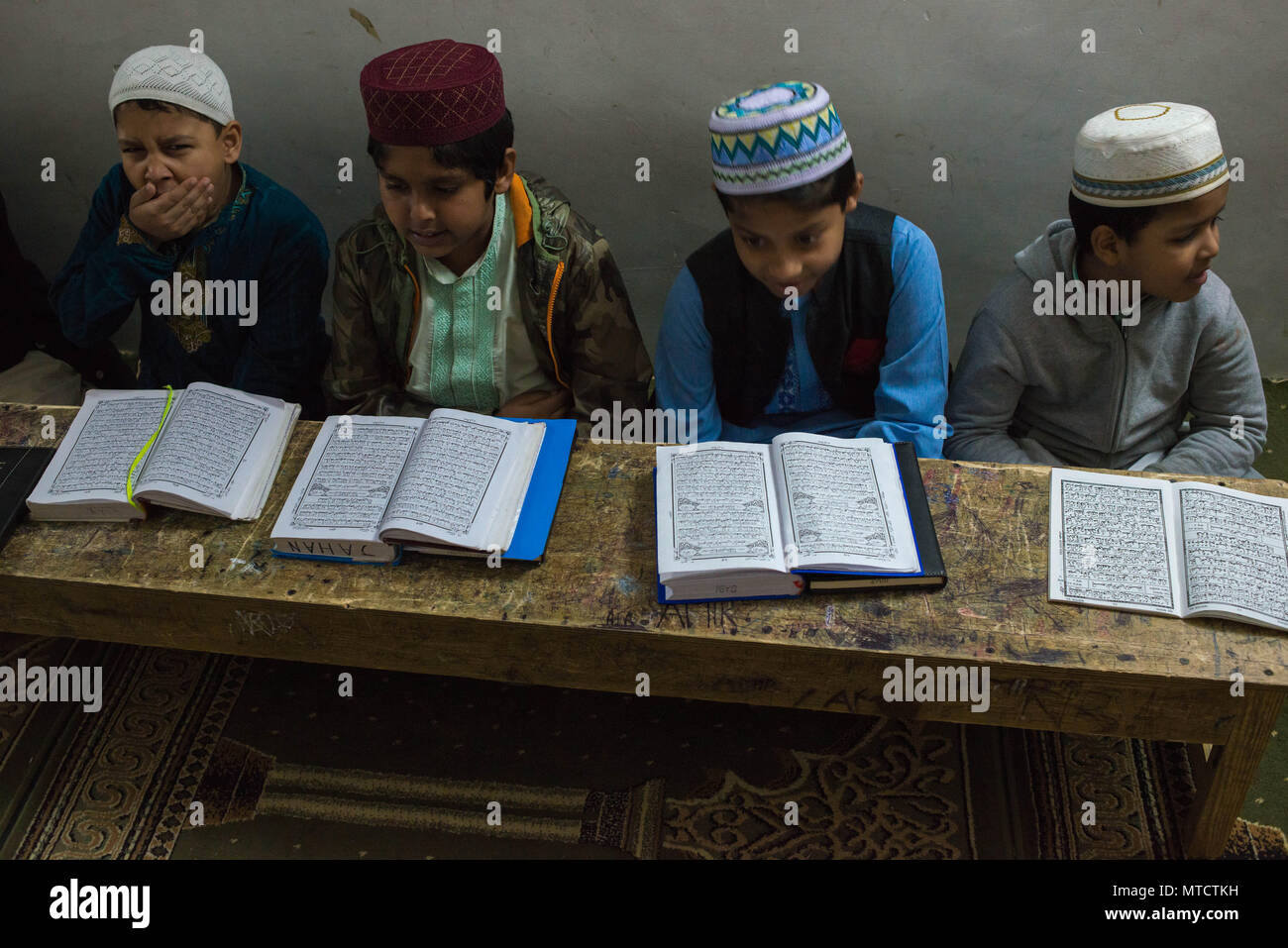 Rome. Bangla language school, study of the Koran and the history and geography of Bangladesh, in the Islamic Cultural Center MASJEED - E - ROME in the Stock Photo