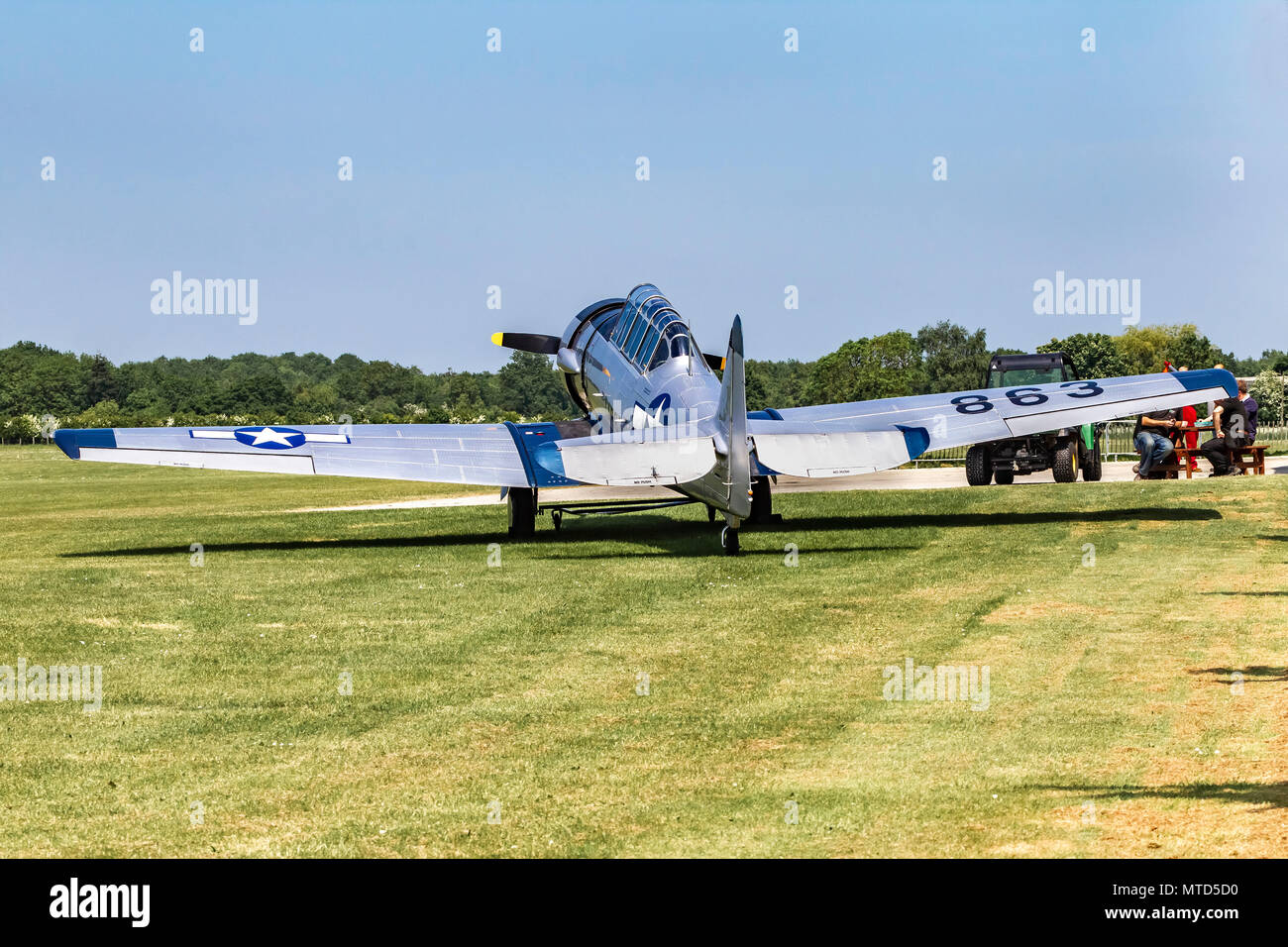 Sywell. Northamptonshire.  U.K. 24th May 2018. A T6 Harvard warbird at Sywell this afternoon. Stock Photo
