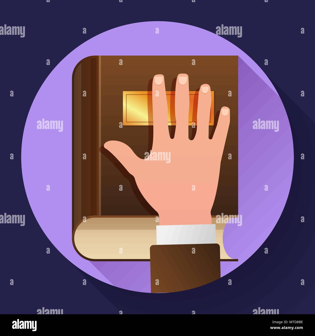 Hand on Constitution as Oath Concept Icon Stock Vector