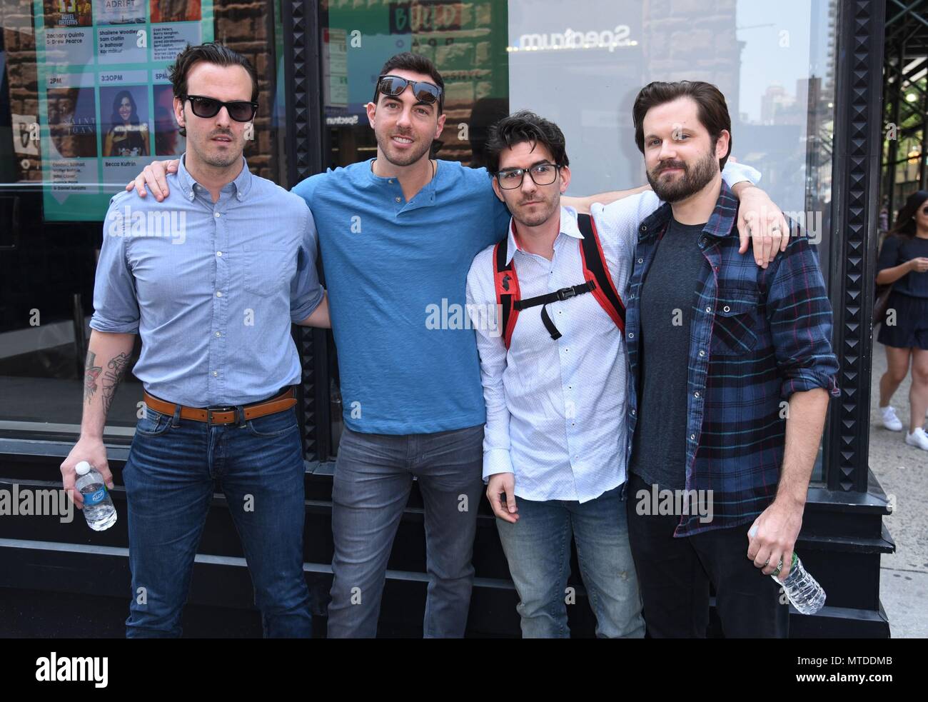 New York, NY, USA. 29th May, 2018. Spencer Reinhard, Charles Allen, Warren Lipka, Eric Borsuk, seen at BUILD Series to promote AMERICAN ANIMALS out and about for Celebrity Candids - TUE, New York, NY May 29, 2018. Credit: Derek Storm/Everett Collection/Alamy Live News Stock Photo