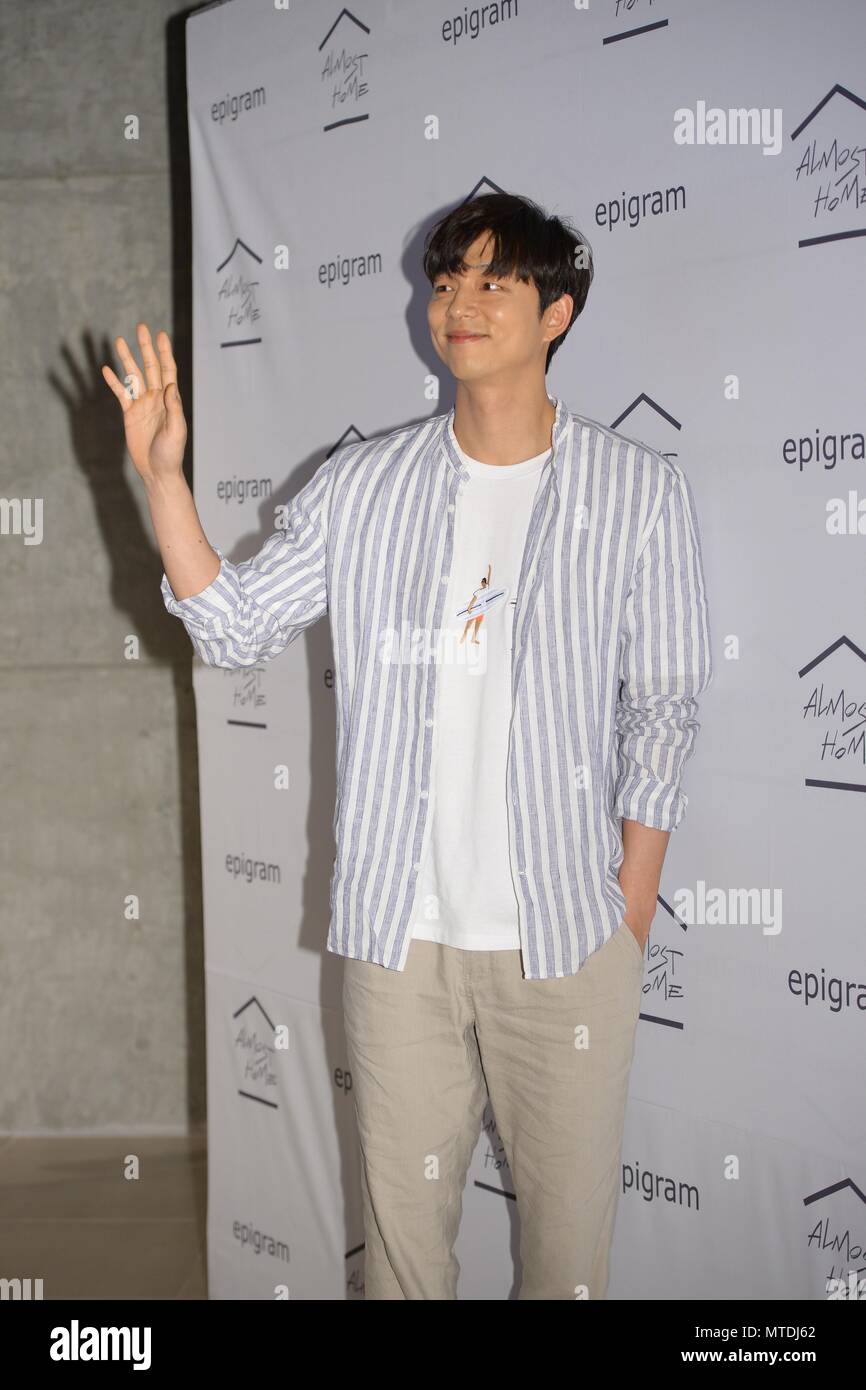 Seoul, Korea. 29th May, 2018. Gong Yoo attends a brand promotion conference  at Yongsan park mall