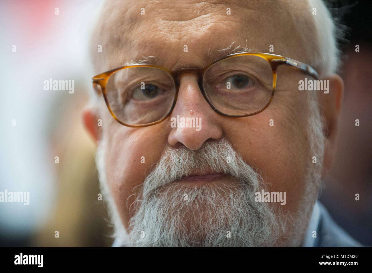 Polish Composer and Grammy Winner, Krzysztof Penderecki attends a press conference during the 11st Film Music Festival in Krakow. Stock Photo