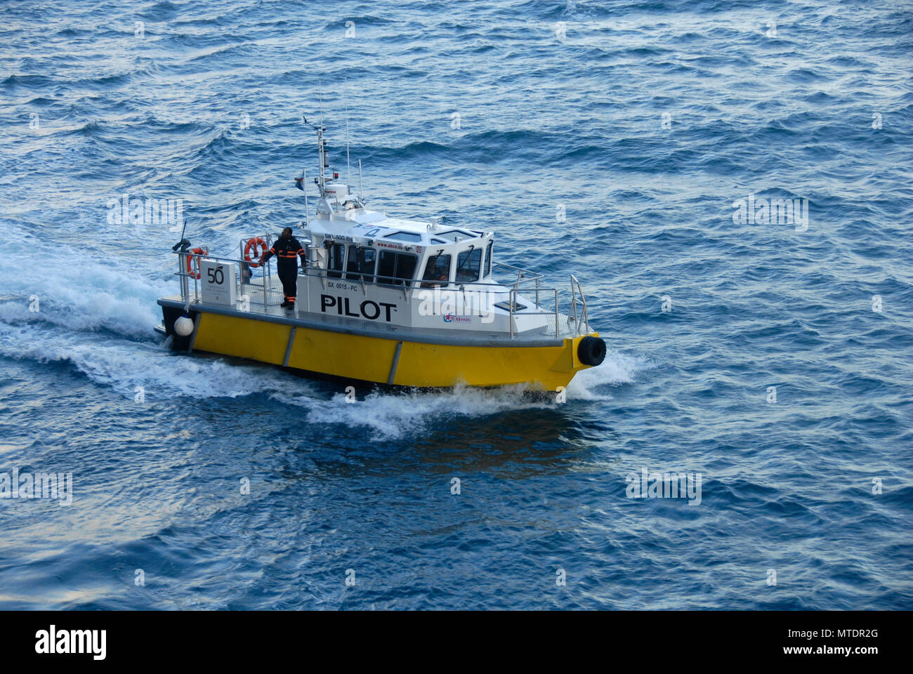 Pilot boat, St Maarten, Caribbean Stock Photo