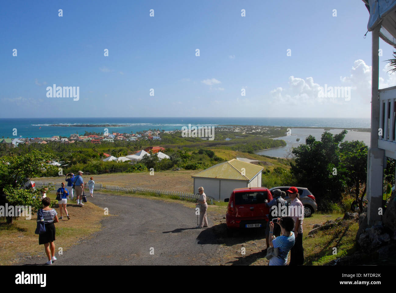 Local viewpoint overlooking the sea, St Maarten, Caribbean Stock Photo