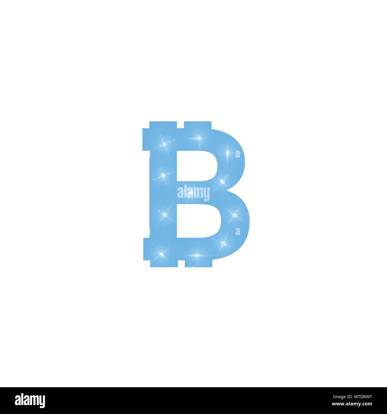 Digital bitcoins symbol with light effect on transparent backgraund. Stock Vector