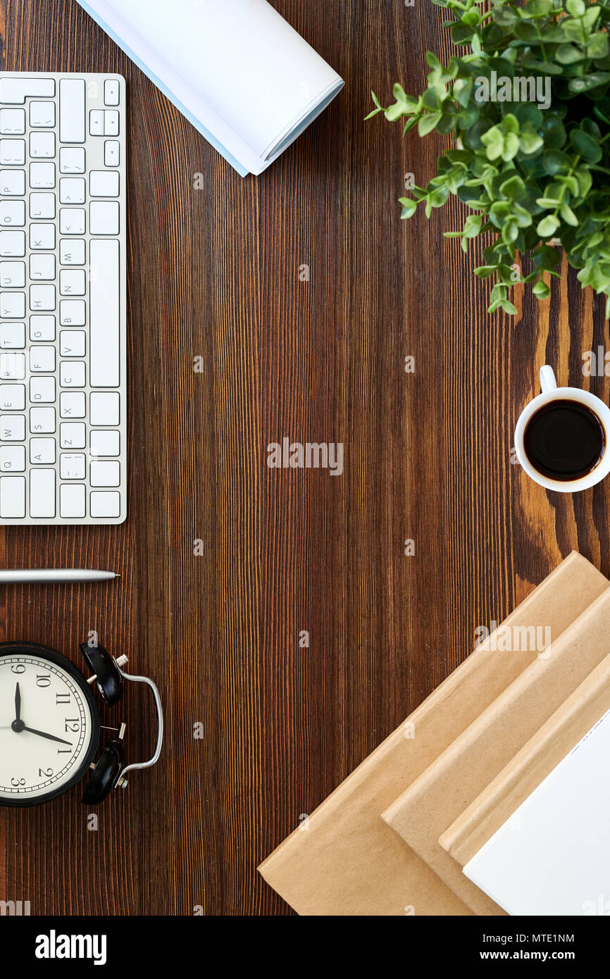Wooden Office Table Stock Photo - Alamy