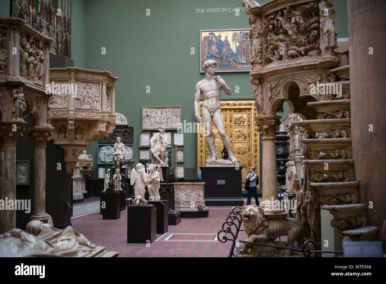 London. England. V&A Victoria and Albert Museum. The Weston Cast Court (Gallery 46b)  The Weston Cast Court (Gallery 46b) features over 60 of the V&A’ Stock Photo