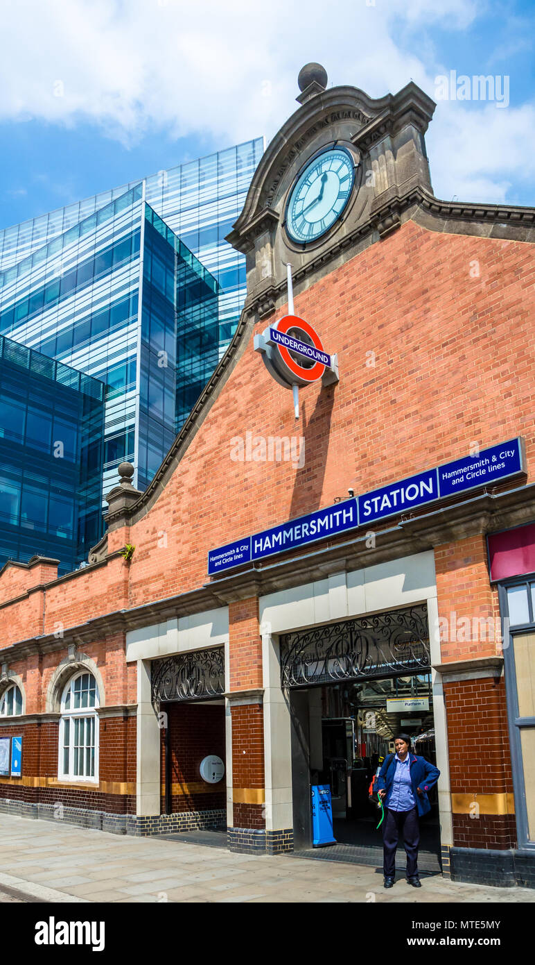 An exterior view of Hammersmith London Underground Station Stock Photo