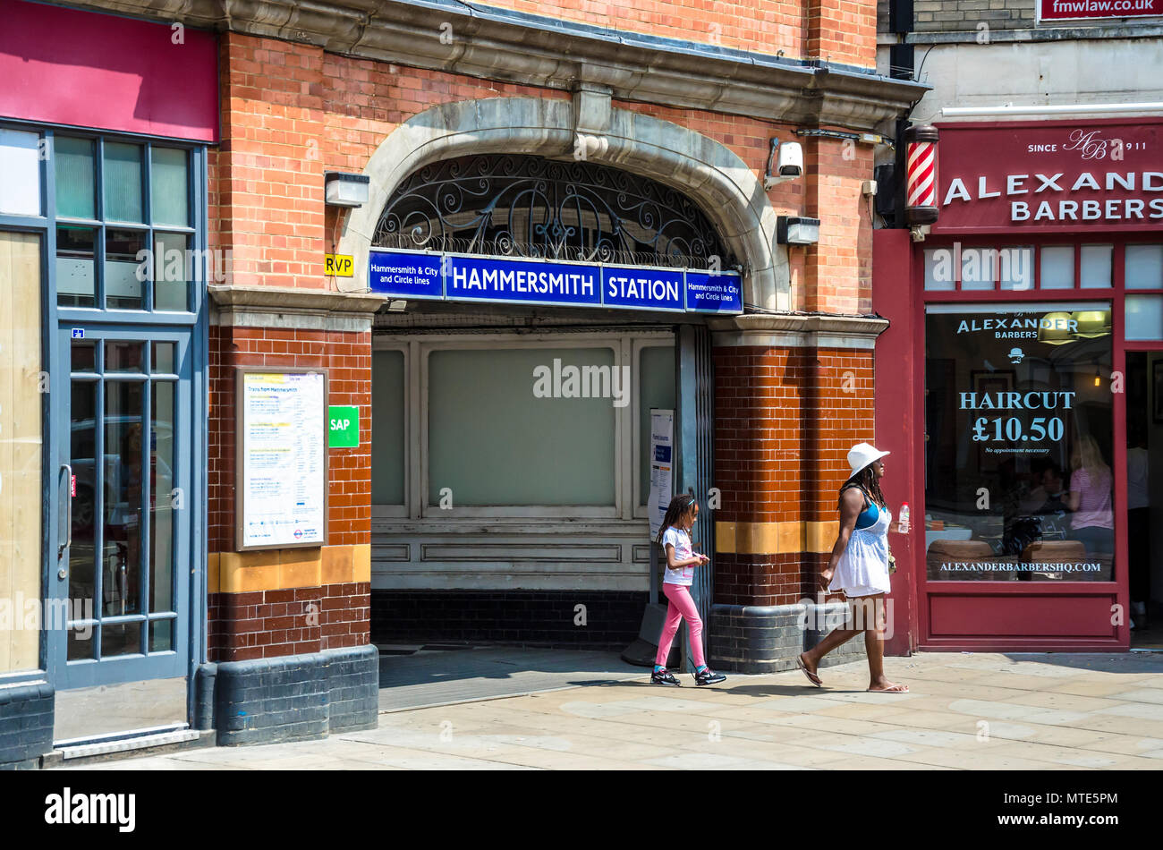 An exterior view of Hammersmith London Underground Station Stock Photo