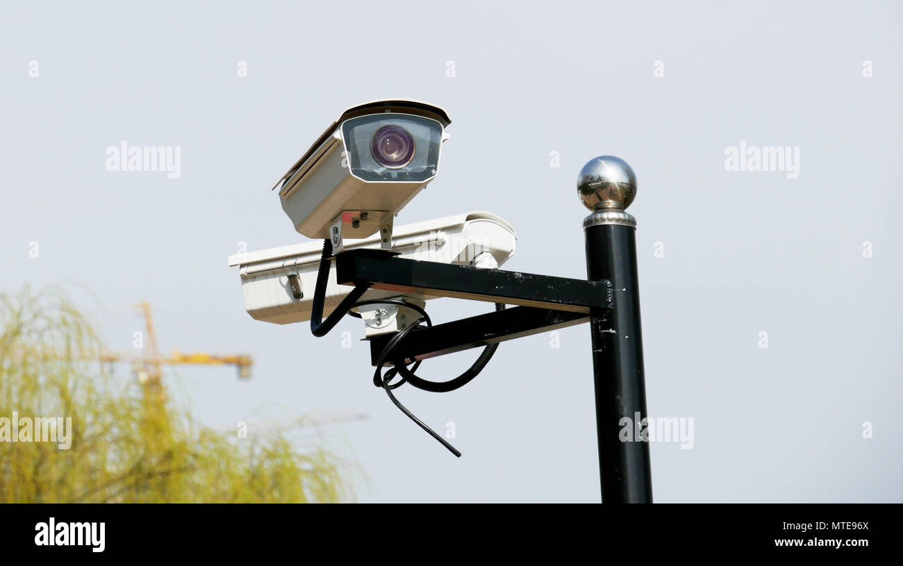 CCTV Cameras in a park Stock Photo