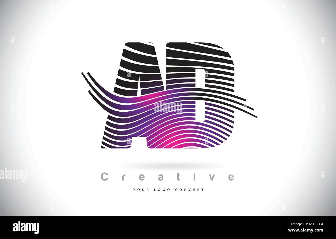 AD A D Zebra Texture Letter Logo Design With Creative Lines and Swosh ...