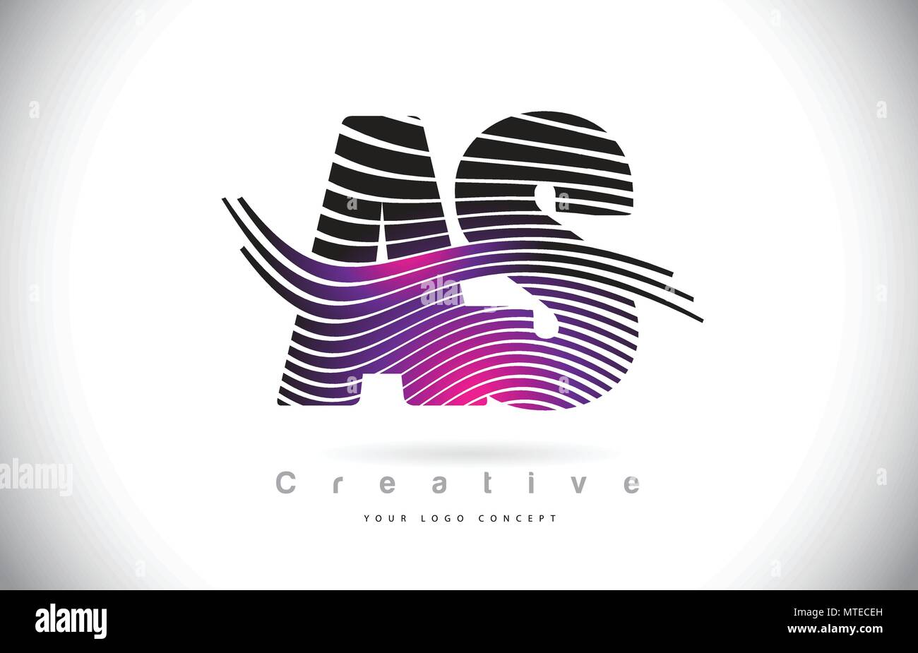 AS A S Zebra Texture Letter Logo Design With Creative Lines and Swosh ...