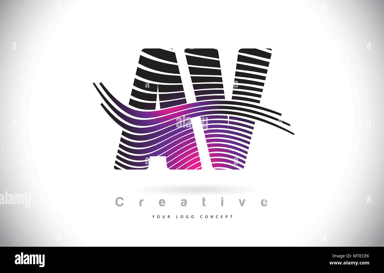 AV A V Zebra Texture Letter Logo Design With Creative Lines and Swosh ...