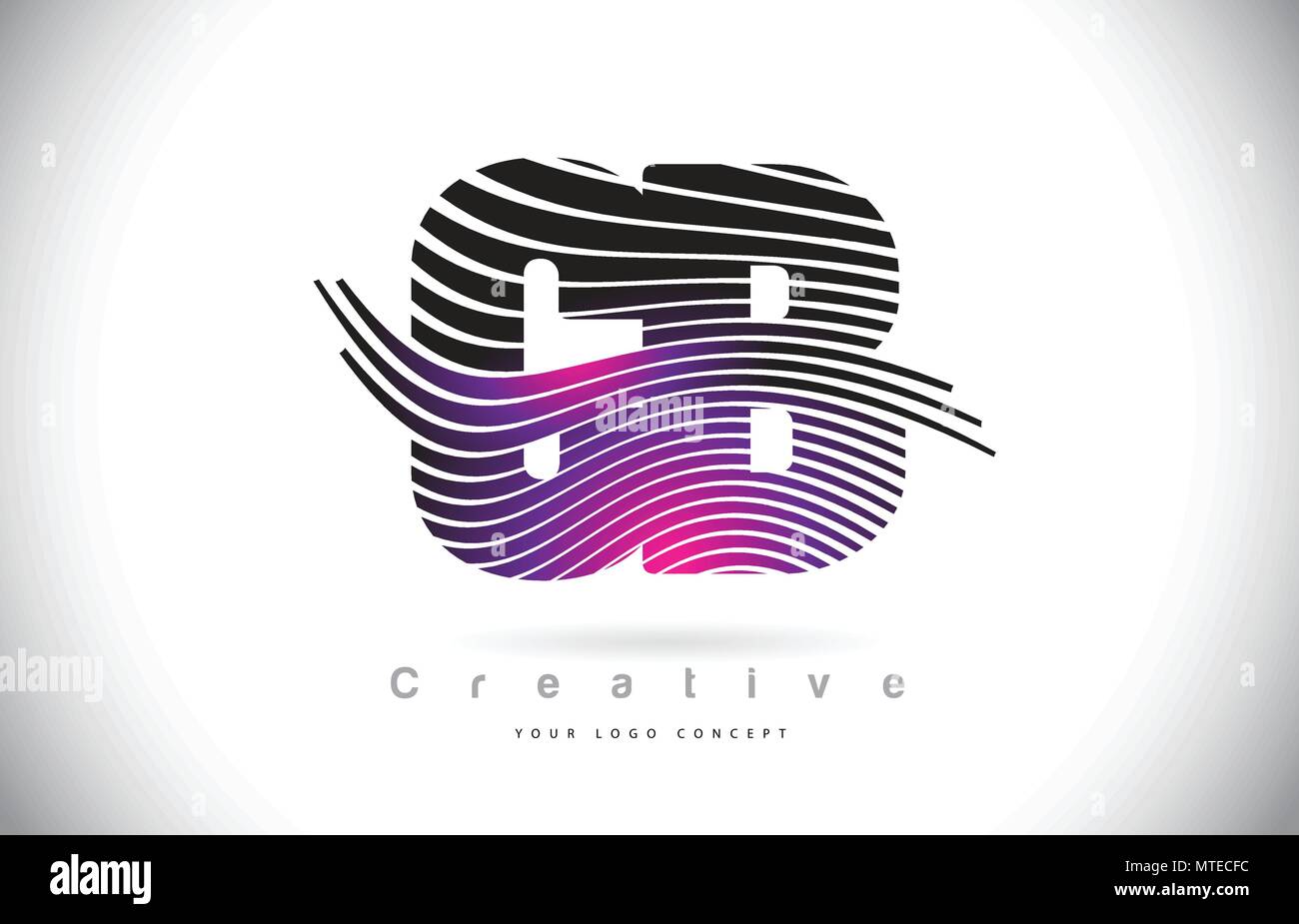 CB C B Zebra Texture Letter Logo Design With Creative Lines and Swosh ...