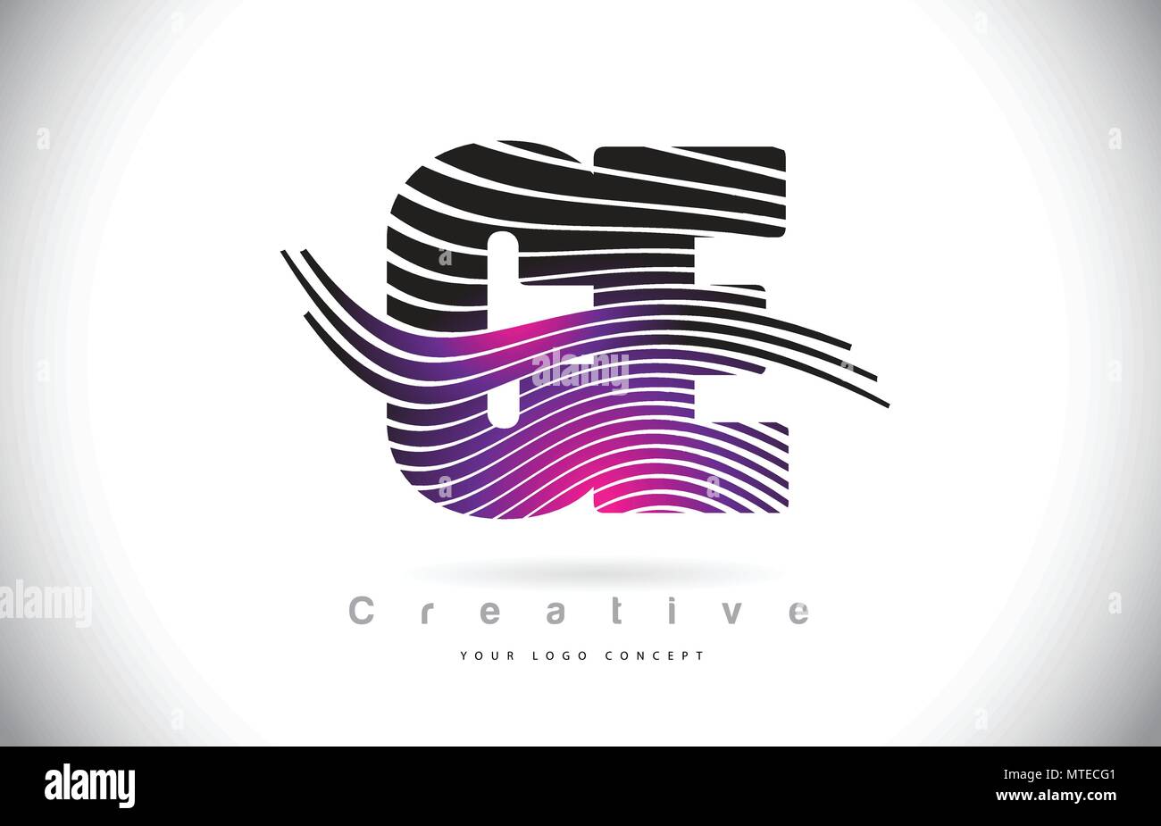 CE C E Zebra Texture Letter Logo Design With Creative Lines and Swosh ...