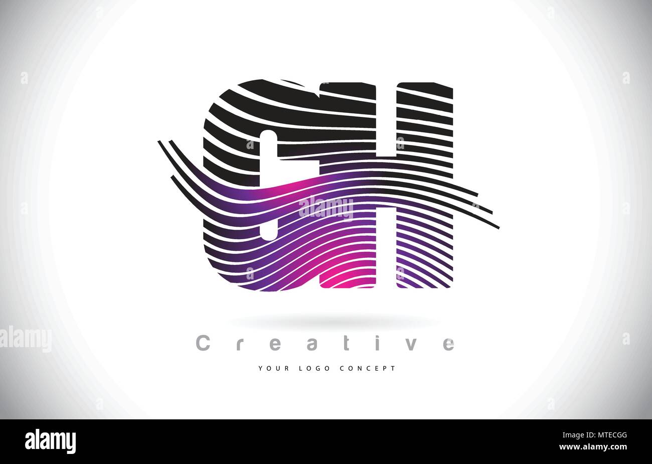 CH C H Zebra Texture Letter Logo Design With Creative Lines and Swosh ...
