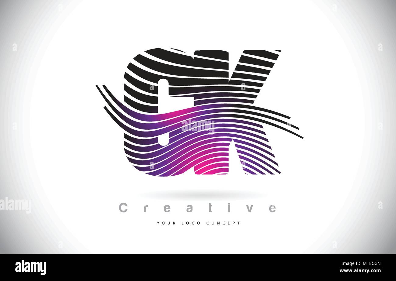 CK C K Zebra Texture Letter Logo Design With Creative Lines and Swosh ...