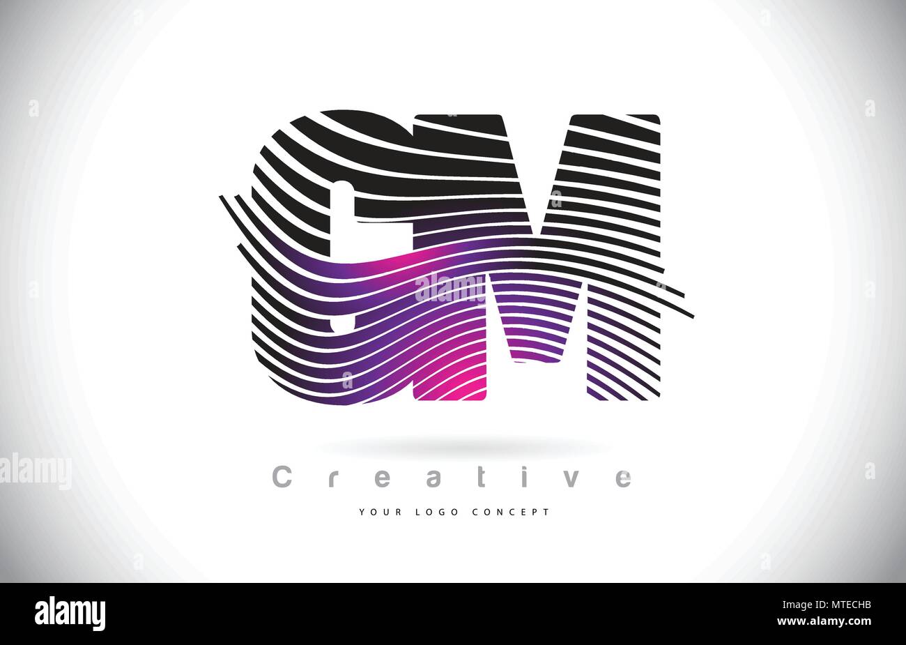 CM C M Zebra Texture Letter Logo Design With Creative Lines and Swosh ...