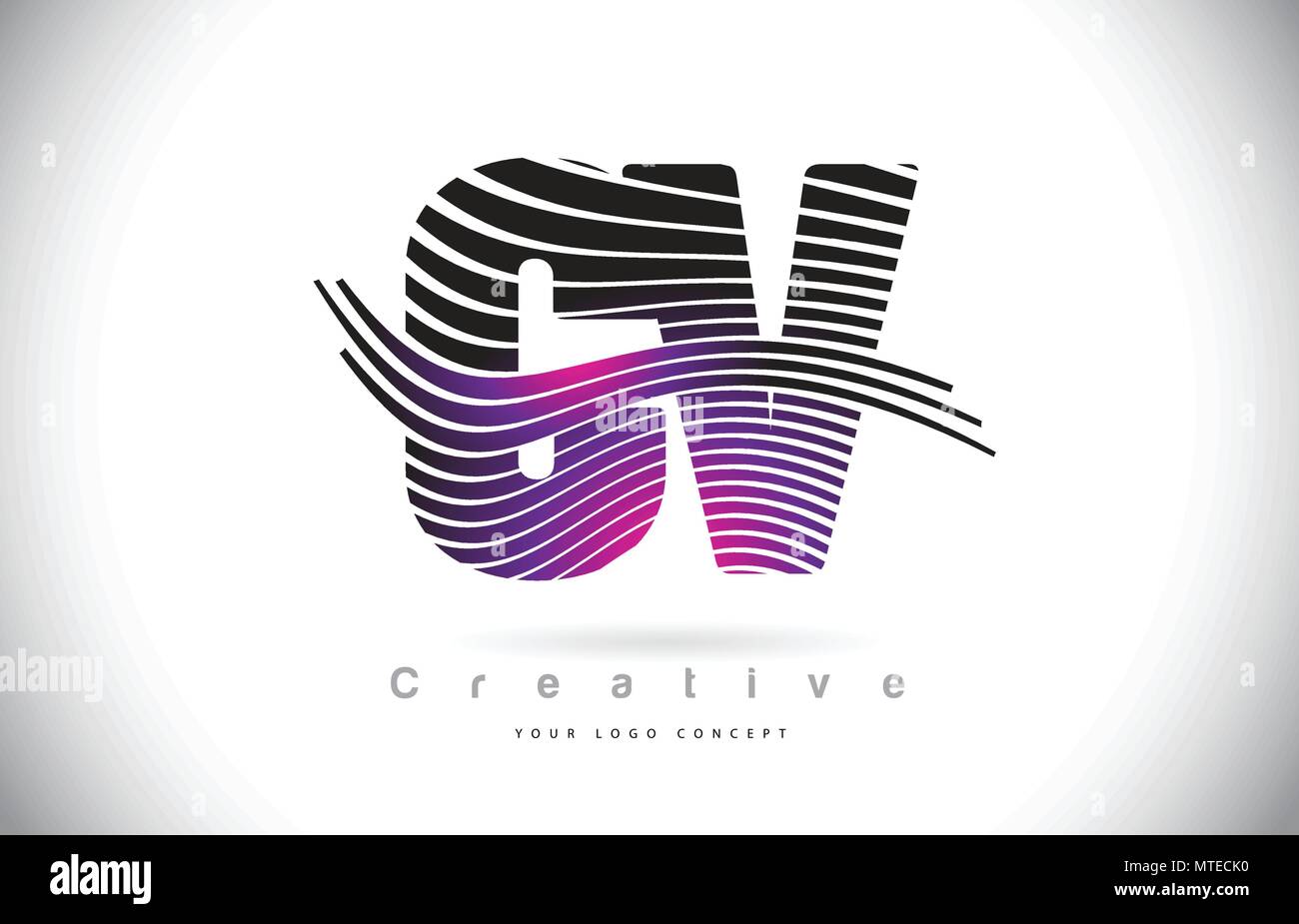 CV C V Zebra Texture Letter Logo Design With Creative Lines and Swosh ...
