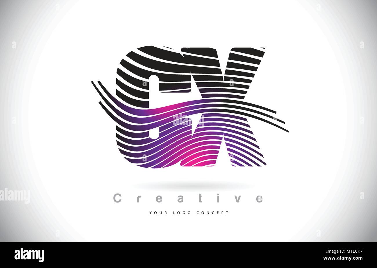 CX C X Zebra Texture Letter Logo Design With Creative Lines and Swosh ...