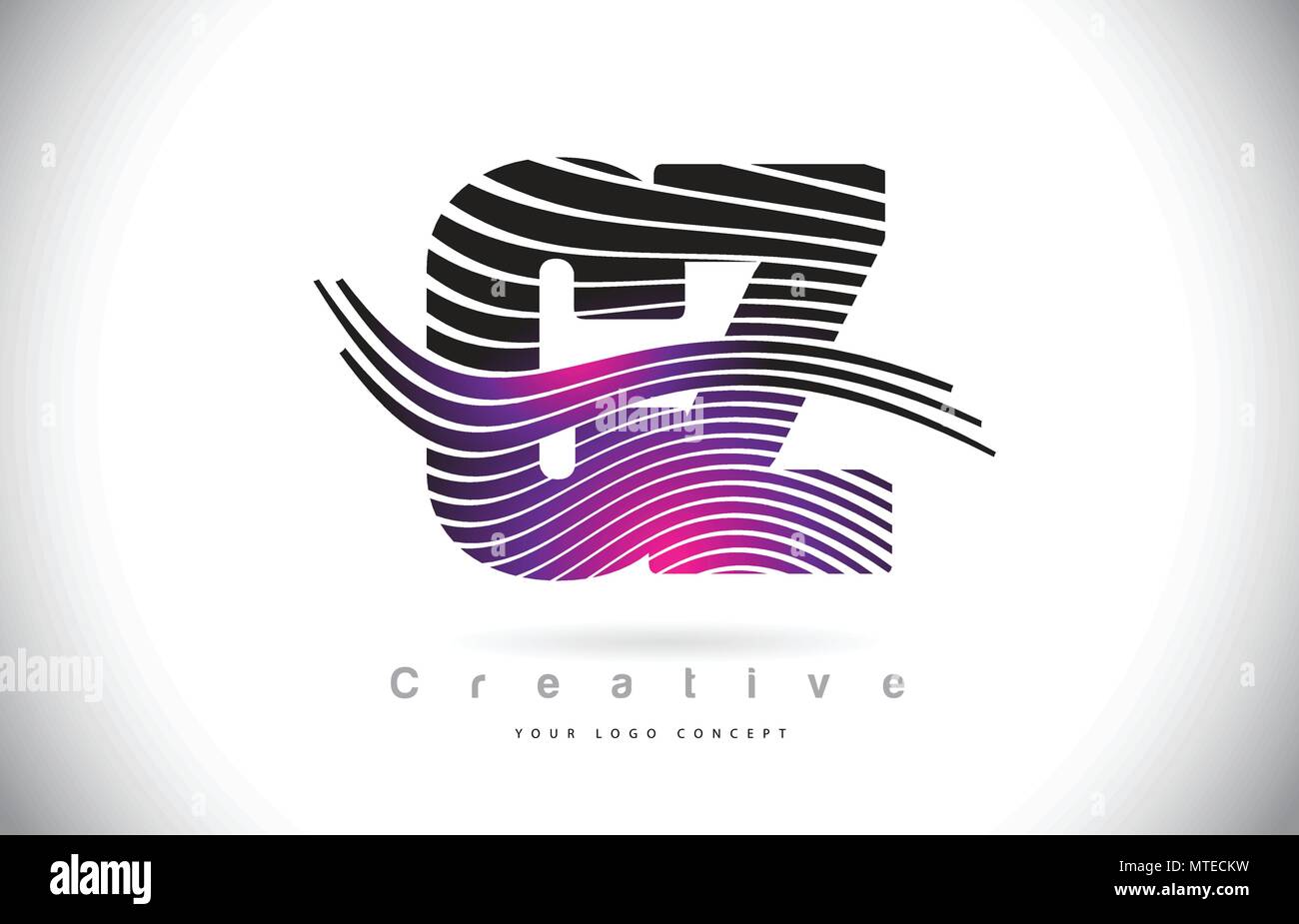 CZ C Z Zebra Texture Letter Logo Design With Creative Lines and Swosh ...