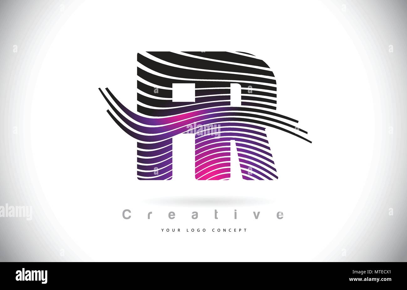 FR F R Zebra Texture Letter Logo Design With Creative Lines and Swosh ...