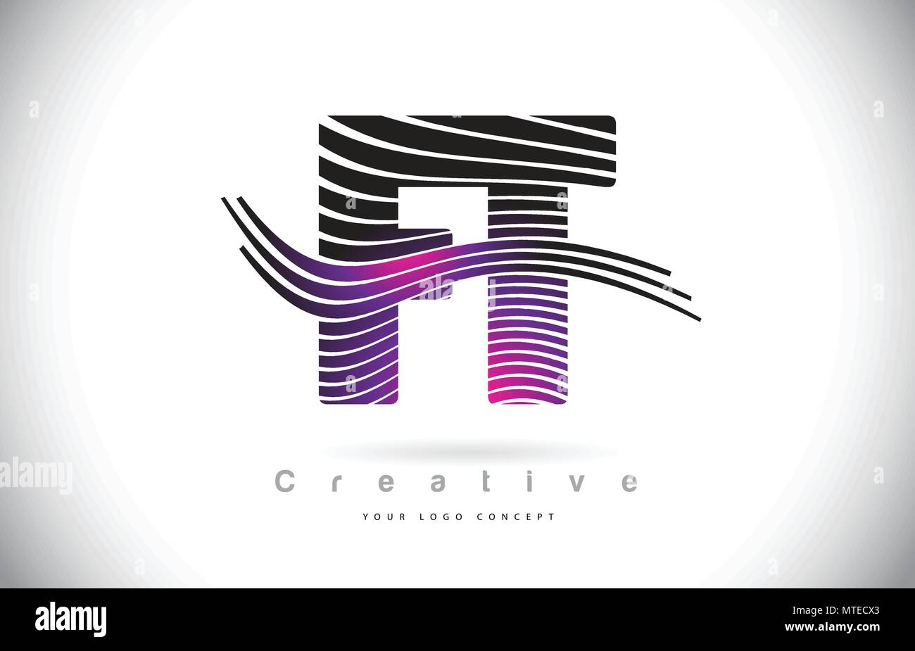 FT F T Zebra Texture Letter Logo Design With Creative Lines and Swosh ...