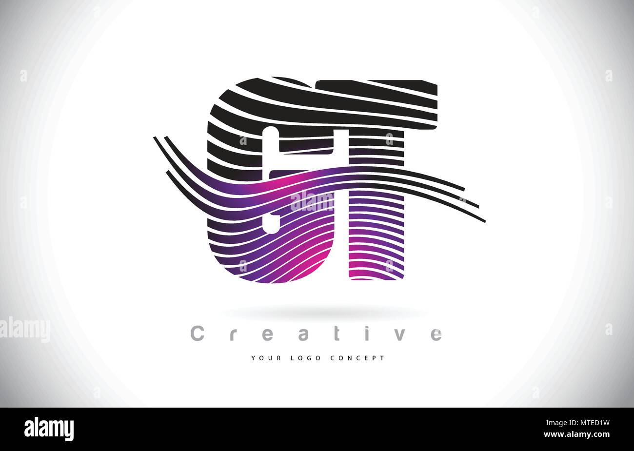 GT G T Zebra Texture Letter Logo Design With Creative Lines and Swosh ...