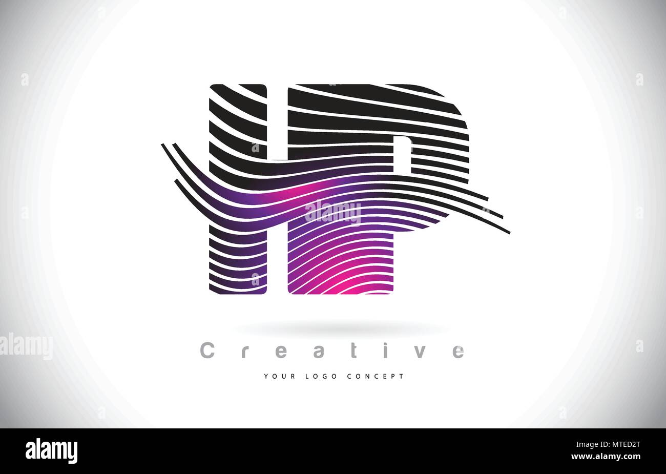 HP H P Zebra Texture Letter Logo Design With Creative Lines and Swosh ...