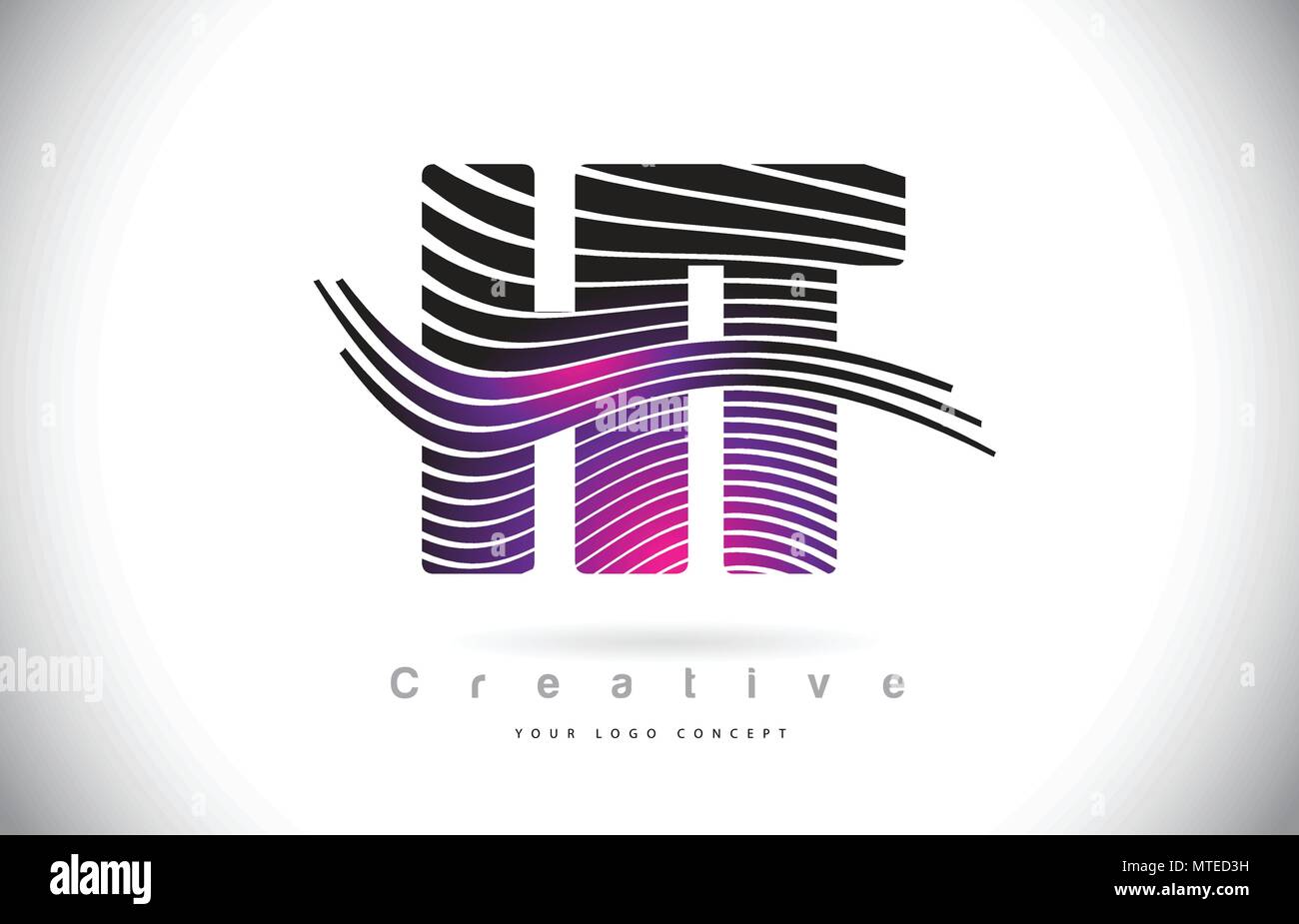 HT H T Zebra Texture Letter Logo Design With Creative Lines and Swosh ...