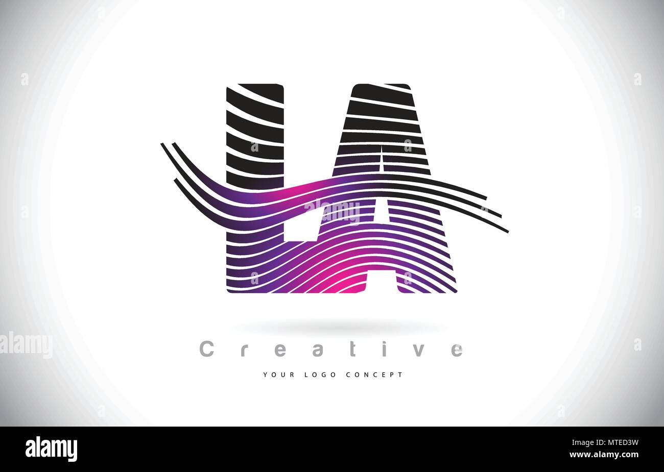 LA L A Zebra Texture Letter Logo Design With Creative Lines and Swosh ...