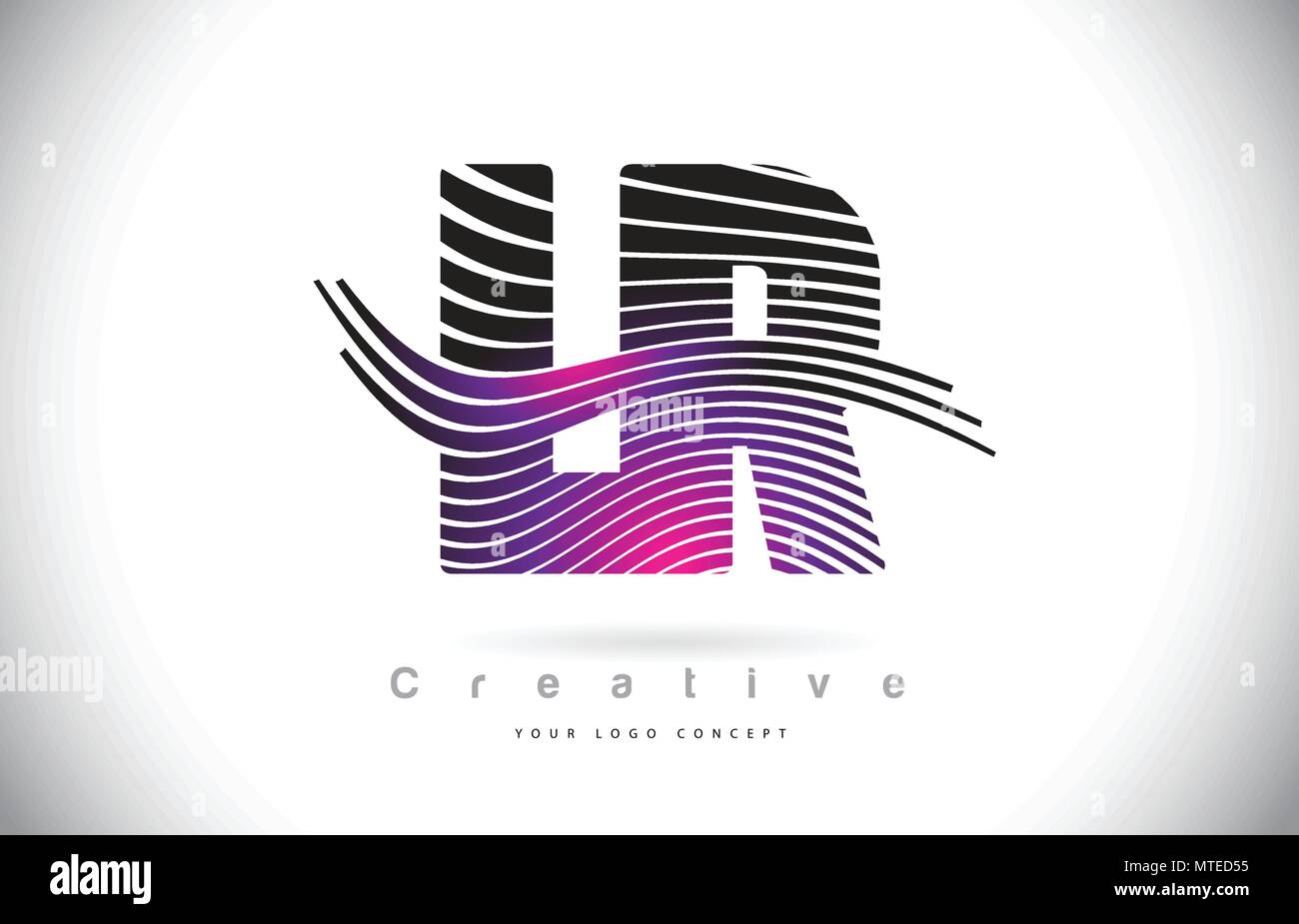 LR L R Zebra Texture Letter Logo Design With Creative Lines and Swosh ...